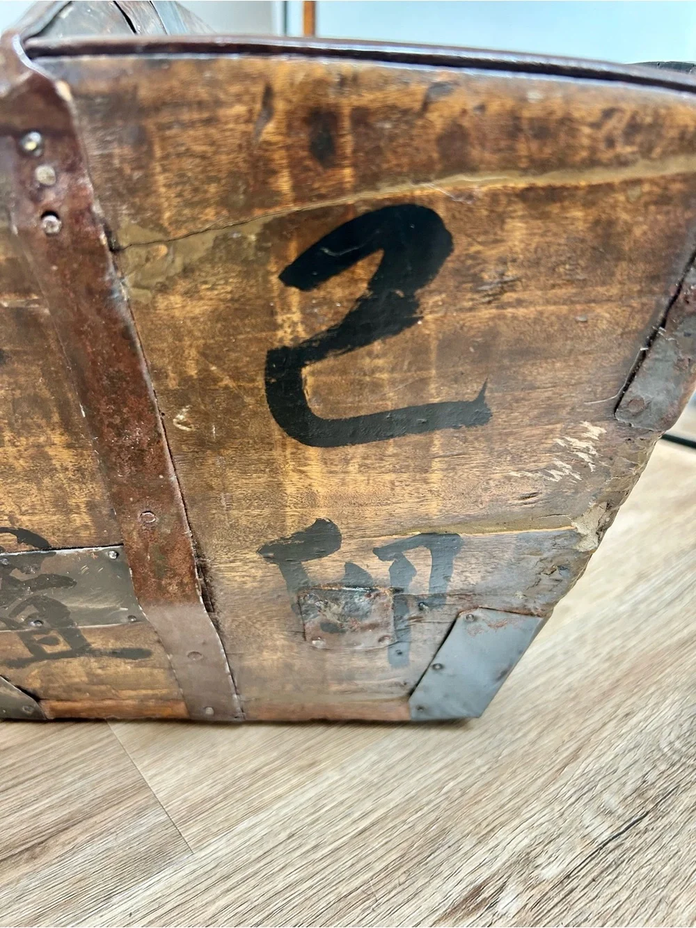 Vintage Chinese Wood Rice Bucket Primitive Grain Box Planter